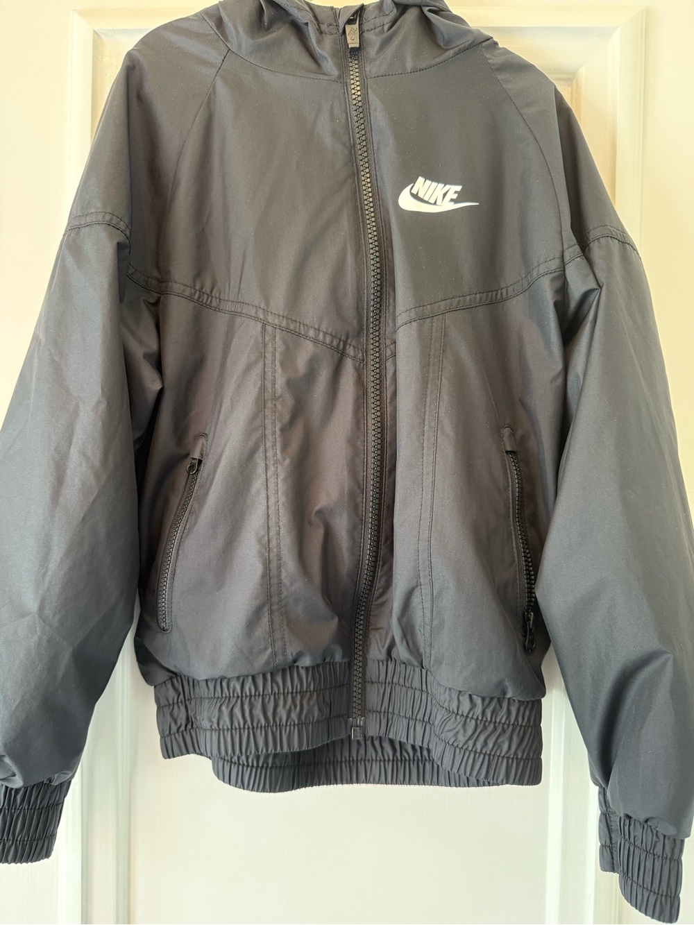 Nike Kids Windbreaker Jacket Black with White Logo